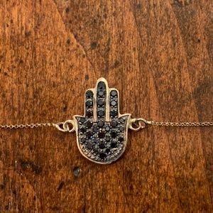 Rose Gold bracelet w Black Diamond Hamsa